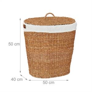 Wäschekorb 50 L Beige - Braun - Metall - Rattan - Textil - 50 x 50 x 40 cm