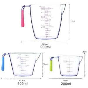 3x Messbecher Messkanne zum Abmessen Kunststoff - 16 x 14 x 16 cm