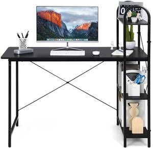 Computertisch mit Ablagefläche Schwarz - Holzwerkstoff - 64 x 116 x 119 cm