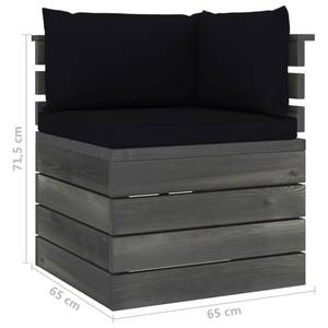 Gartensitzgruppe K114(6-tlg) Schwarz - Massivholz - 72 x 65 x 60 cm