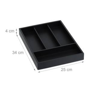 Range-couverts avec 4 compartiments Noir - Bambou - Bois manufacturé - 25 x 4 x 34 cm