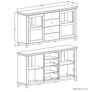 Sideboard mit Glaseinsätzen und LED Weiß - Holzwerkstoff - 181 x 93 x 42 cm