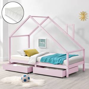 Kinderbett Assling mit Matratze Pink - Massivholz - 200 x 162 x 90 cm