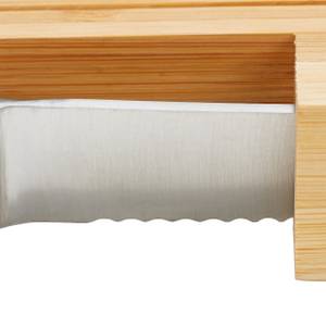 Brotschneidebrett mit Messer Braun - Silber - Bambus - Metall - 40 x 4 x 24 cm