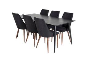 Essgruppe Dipp 52 (7-teilig) Schwarz - Massivholz - 90 x 75 x 180 cm