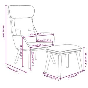 Relaxsessel mit Hocker 3012685-2 Hellgrau