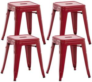 Tabouret bas Armin Lot de 4 Rouge