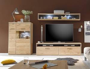 Wohnwand Esma 26 (3-teilig) mit LED Braun - Holzart/Dekor - Holz teilmassiv - 278 x 136 x 52 cm