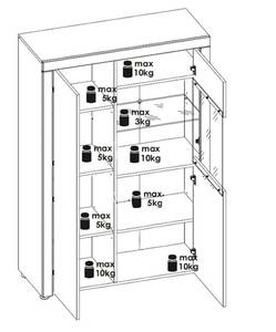 Standvitrine Vitrine Carini Weiß - Holzwerkstoff - 101 x 148 x 39 cm