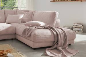 Sofa MADELINE Ecksofa Cord Pink - Ecke davorstehend rechts