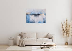 Tableau peint Symphony of the Sea Bleu - Blanc - Bois massif - Textile - 100 x 75 x 4 cm