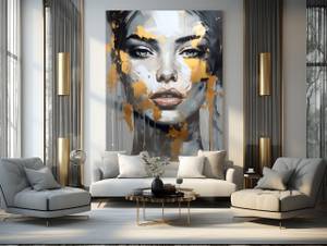 Image Sur Toile Visage De Femme Peinture 60 x 90 x 90 cm