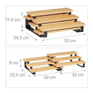 Ausziehbares Gewürzregal aus Bambus Schwarz - Braun - Bambus - Metall - 32 x 12 x 25 cm