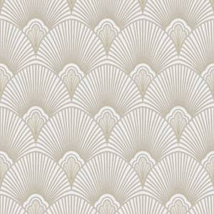 Vliestapete Art Deco Beige - Papier - Kunststoff - Textil - 52 x 52 x 1000 cm