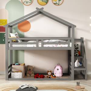 Kinderbett Hausbett Terra Ⅰ Grau - Holzwerkstoff - Metall - Massivholz - Holzart/Dekor - 96 x 222 x 244 cm