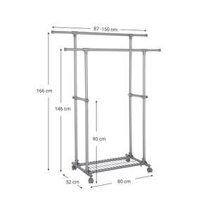 Kleiderständer Grau - Metall - 52 x 166 x 87 cm