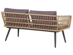 Sitzgruppe FOBELLO 4-tlg Beige - Schwarz - Blau - Braun - Grau - Polyrattan - 142 x 66 x 70 cm