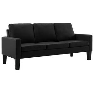 3-Sitzer-Sofa Schwarz Kunstleder Schwarz