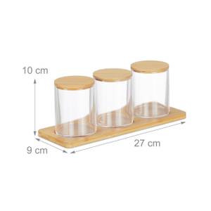 Wattestäbchenbehälter mit Tablett Braun - Bambus - Kunststoff - 27 x 10 x 9 cm