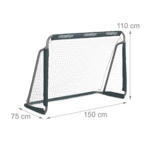 Graue Fußballtore im 2er Set Grau - Weiß - Metall - Textil - 150 x 110 x 75 cm