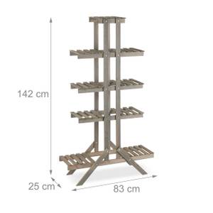 Blumentreppe Holz mit 5 Stufen Grau