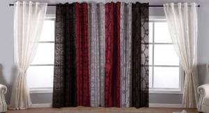 2er Set Vorhang Bordeaux Barock Rot - Textil - 140 x 245 x 1 cm