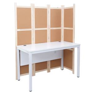 Schreibtisch E94 mit Trennwand Weiß - Holz teilmassiv - 161 x 166 x 60 cm