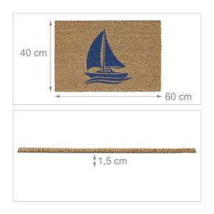 Fußmatte mit Segelschiff natur Blau - Braun - Naturfaser - Kunststoff - 60 x 2 x 40 cm