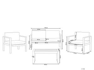 Sitzgruppe SALERNO 4-tlg Grau - Silber - Metall - 142 x 80 x 70 cm