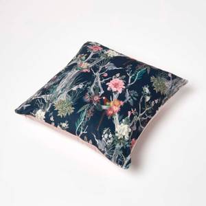 Samt Kissenbezug Pfauen Blumen Textil - 46 x 1 x 46 cm