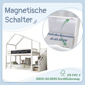 Etagenbett MonetAttic Ⅰ Weiß - Holzwerkstoff - Massivholz - Holzart/Dekor - 97 x 222 x 245 cm