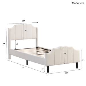 Polsterbett Emma Beige - 101 x 215 cm - Mit Kopfteil - Mit Lattenrost