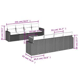 Gartensitzgruppe K6349(9-tlg) Schwarz - Massivholz - 69 x 62 x 55 cm