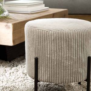 Tabouret rond en tissu velours Gris - Textile - 36 x 42 x 36 cm