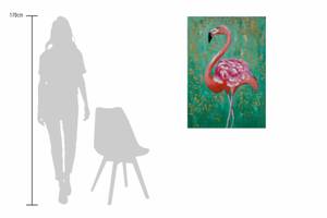 Acrylbild handgemalt Fabulous Flamingo Pink - Türkis - Massivholz - Textil - 70 x 100 x 4 cm