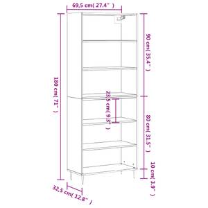 Highboard DE9360 Schwarz - Holzwerkstoff - 33 x 180 x 70 cm