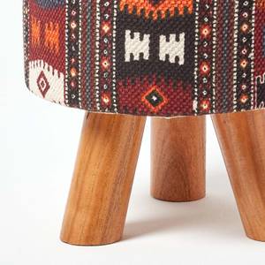 Hocker Kilim-Design Holzfüße Rund 32 x 42 x 32 cm