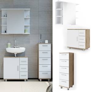 Mobilier de salle de bains Ilias Imitation chêne de Sonoma - Blanc