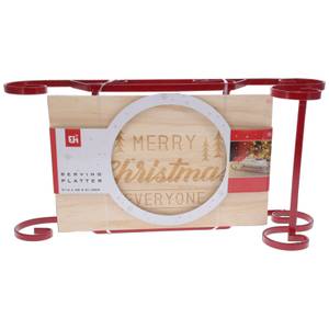 Serviertablett Weihnachtsmannschlitten Massivholz - 22 x 14 x 46 cm