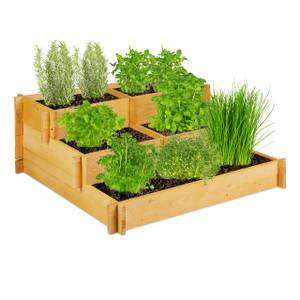 Carré potager à trois étages Noir - Marron - Bois manufacturé - Textile - 93 x 37 x 93 cm