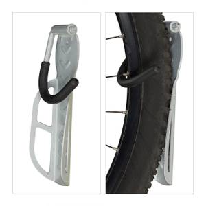 Fahrrad Wandhalterung 2er Set grau Schwarz - Grau - Metall - Kunststoff - 12 x 26 x 14 cm