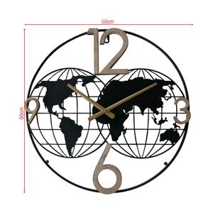 Horloge murale Kauri Noir - En partie en bois massif - 50 x 50 x 5 cm