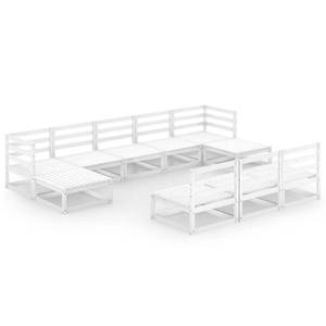 Garten-Lounge-Set (10-teilig) 3009740 Weiß - Massivholz - Holzart/Dekor - 70 x 30 x 70 cm