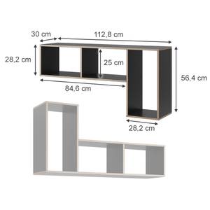 Standregal Tetris 2er Set Grau - Holzwerkstoff - 113 x 57 x 30 cm