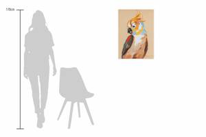 Bild handgemalt Portrait eines Kakadus Massivholz - Textil - 50 x 70 x 4 cm
