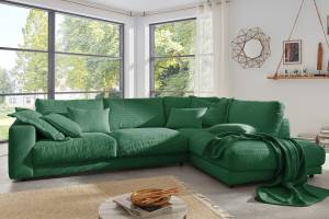 Sofa MADELINE Ecksofa Cord Smaragdgrün - Ecke davorstehend rechts