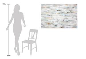 Bild handgemalt Durch das Wolkenmeer Grau - Silber - Massivholz - Textil - 120 x 80 x 4 cm
