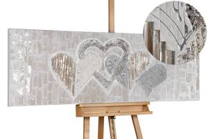 Tableau peint à la main Simply Love Beige - Bois massif - Textile - 150 x 50 x 4 cm