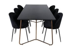 Essgruppe Pippi 11 (7-teilig) Schwarz - Massivholz - 90 x 75 x 190 cm