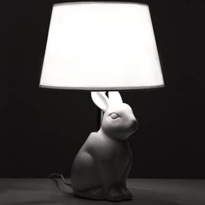 Tischlampe LEPUS 2-er Set Weiß - Keramik - Textil - 25 x 37 x 25 cm